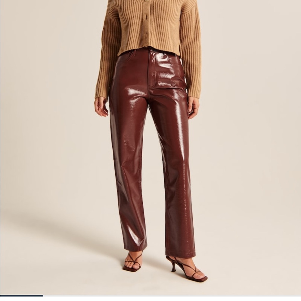 Abercrombie Curve Love Patent Leather 90s Straight Pants